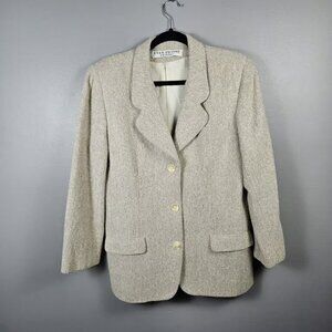 Evan Picone Womens Blazer Suit Jacket 14 P Button Lined Wool Blazer Pockets